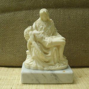 Vintage Pieta Figurine by Michelangelo marble base